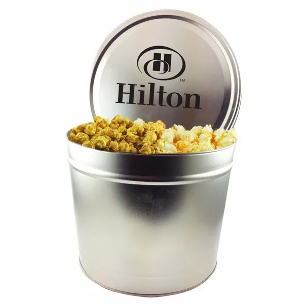 Two Gallon Popcorn Tin - Trio Popcorn - Custom Banners Now