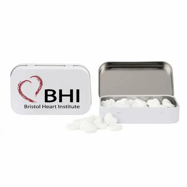 Rectangular Tin with Heart Shaped Mints - Custom Banners Now