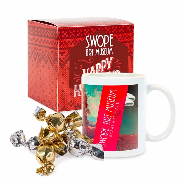 Warm Holiday Wishes Full Color Mug with Truffles in Gift Box - Custom Banners Now