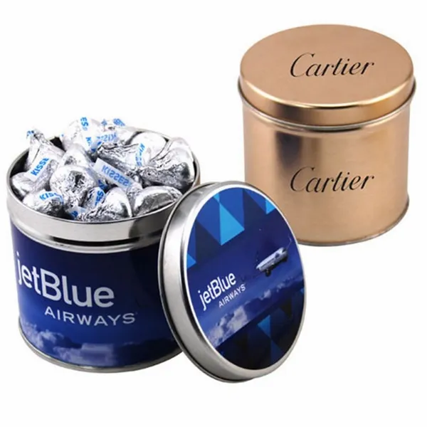 Round Tin with Hershey Kisses - Custom Banners Now