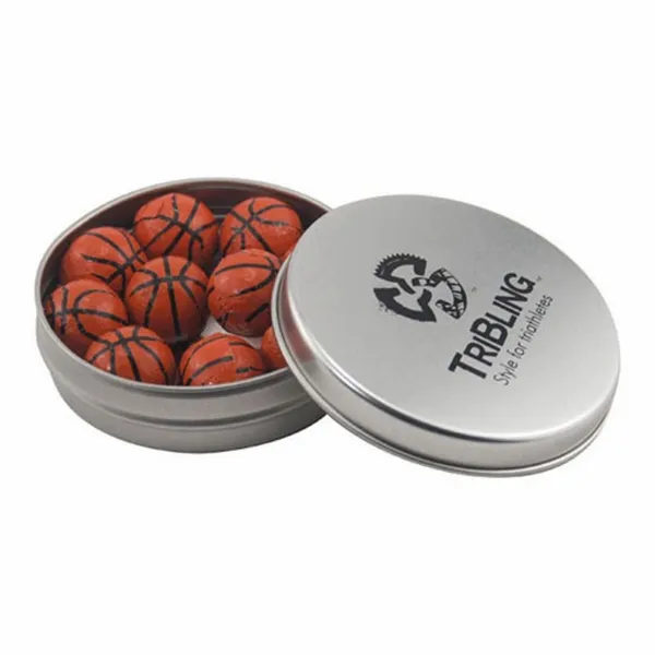 Round Tin with Chocolate Basketballs - SBF2900 - Custom Banners Now