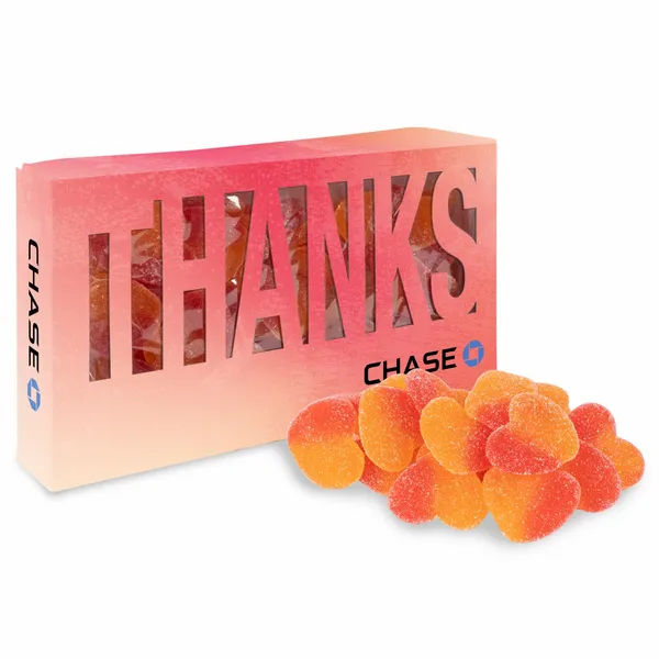 Thanks Die Cut Box with Sour Peachy Hearts - Custom Banners Now