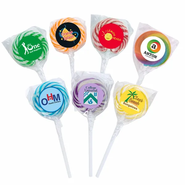 Swirl Lollipop with Round Label - Custom Banners Now
