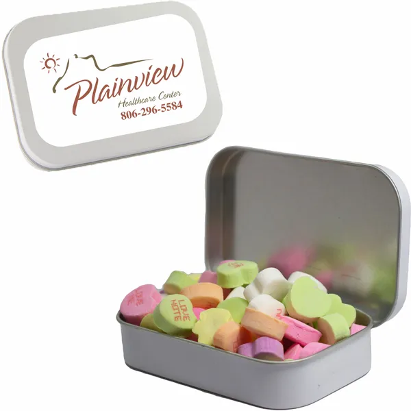 Large Mint Tin with Conversation Hearts - Custom Banners Now