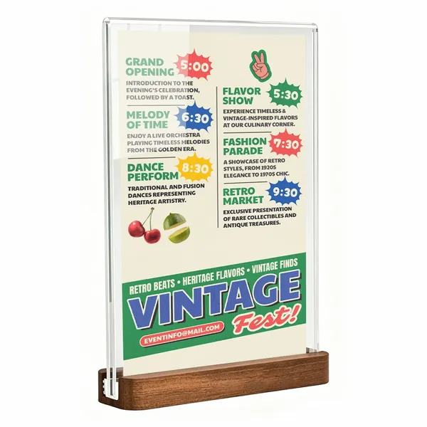 Sapele Wood Desktop Display - Custom Banners Now