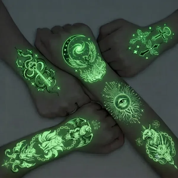 Glow Tattoos with Colorful Imprint - Custom Banners Now