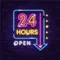 24 Hours Open Neon Sign - Custom Banners Now