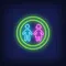 Boy & Girl Silhouettes Circle Neon Sign - Custom Banners Now