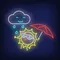 Cartoon Sun With Umbrella Rain Neon Sign - Custom Banners Now