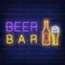 Beer & Bar with Bottle & Glass Neon - Custom Banners Now