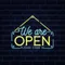 We Are Open Blue and Yellow Neon Sign - Custom Banners Now