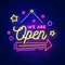We Are Open Hanging Neon Sign - Custom Banners Now
