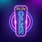 We are Open Vertical Neon Sign - Custom Banners Now