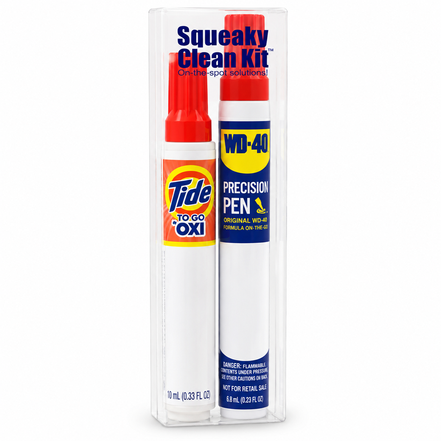 Squeaky Clean Kit - WD-40® Precision Pen and Tide® to Go + Oxi Travel Kits - Custom Banners Now