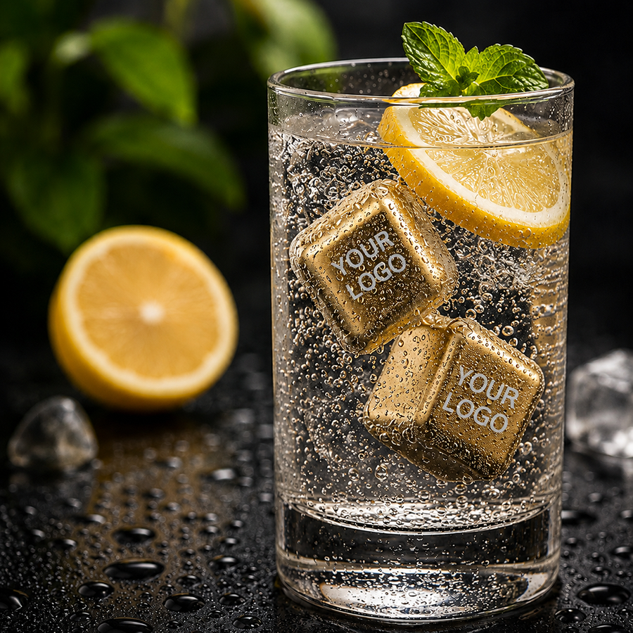 Gold Stainless Steel Ice Cubes - Custom Banners Now