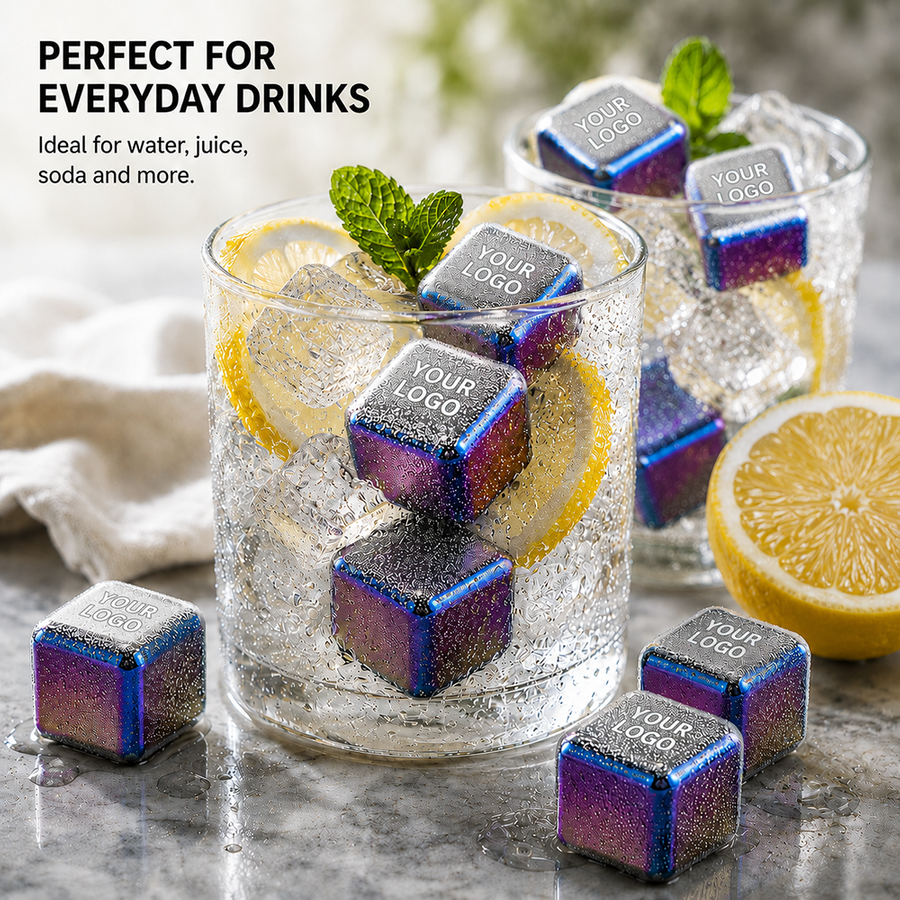 Rainbow Stainless Steel Ice Cubes - Custom Banners Now
