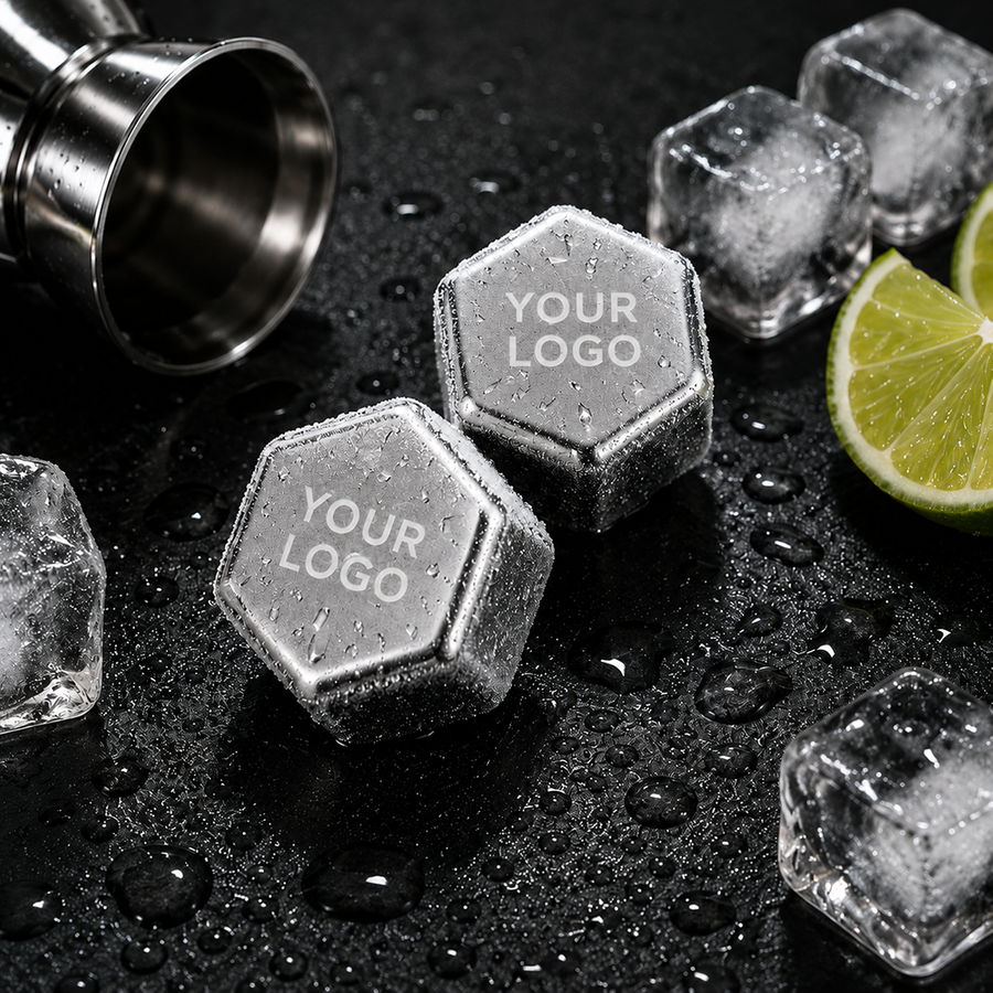 Hexagon Stainless Steel Ice Cubes - Custom Banners Now