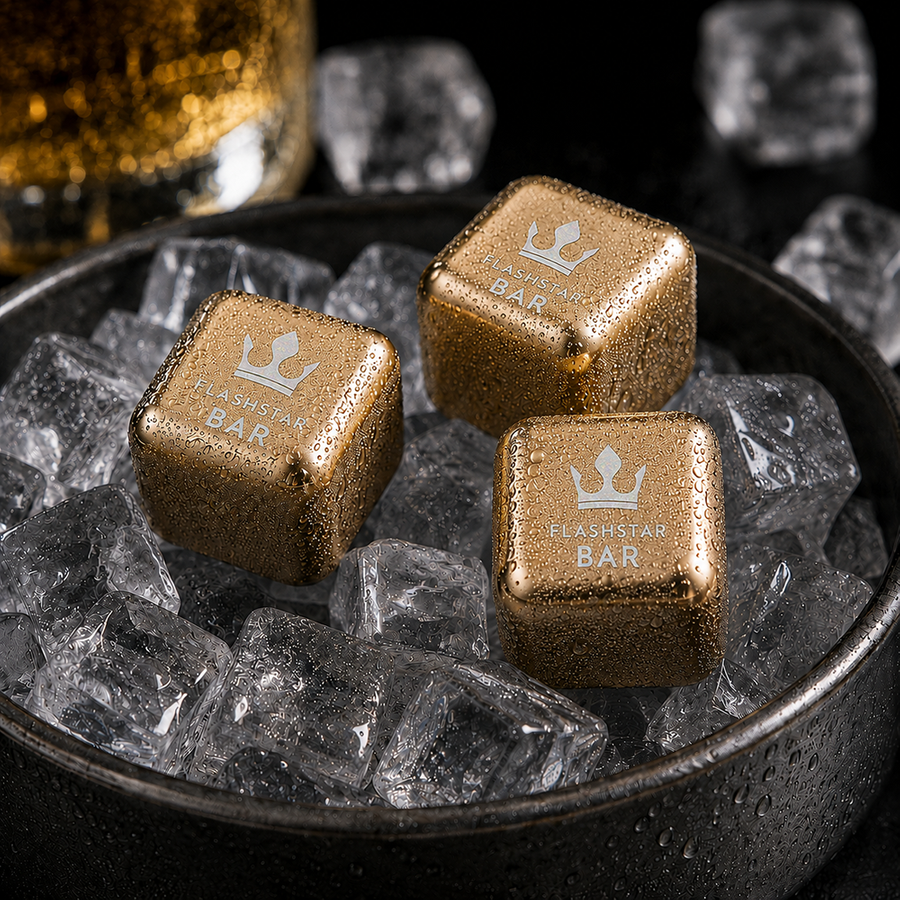 Gold Stainless Steel Ice Cubes - Custom Banners Now