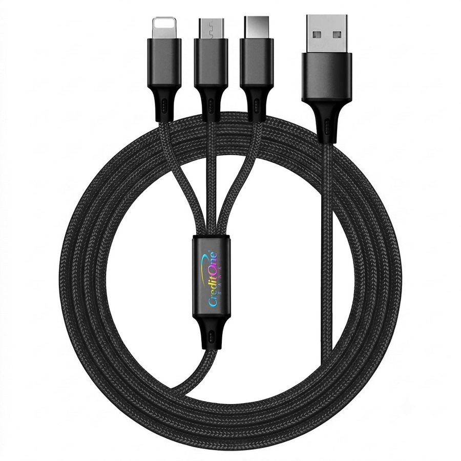 Nylon Braided 3-in-1 Charging Cables - Custom Banners Now