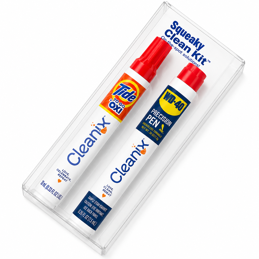 Squeaky Clean Kit - WD-40® Precision Pen and Tide® to Go + Oxi Travel Kits - Custom Banners Now