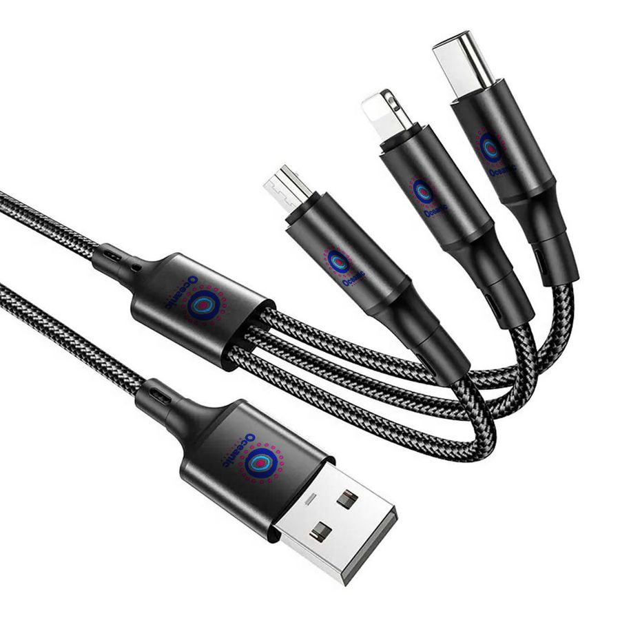 Nylon Braided 3-in-1 Charging Cables - Custom Banners Now